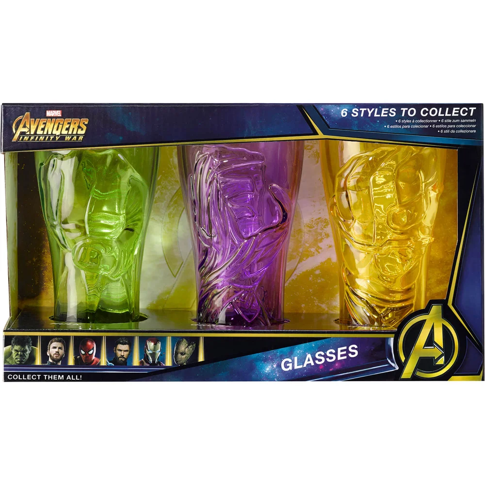 Meta Merch Marvel Infinity Stone Glasses - The Hulk, Thor and Groot Image 1