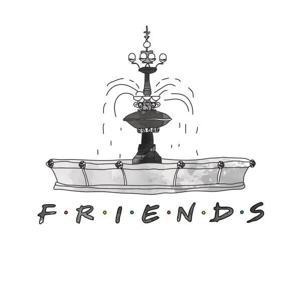 T-Shirt Femme Croquis Fontaine - Friends - Blanc