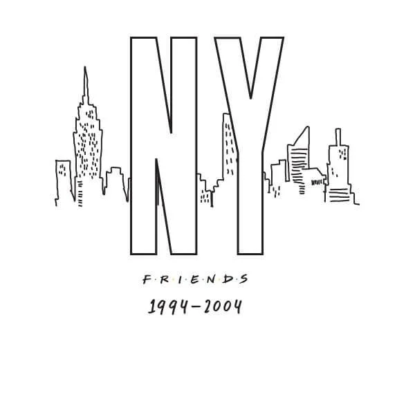 T-Shirt Femme Skyline New York - Friends - Blanc