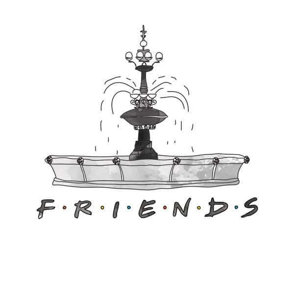 Sweat Homme Croquis Fontaine - Friends - Blanc