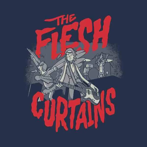 T-Shirt Homme The Flesh Curtains Rick et Morty - Bleu Marine