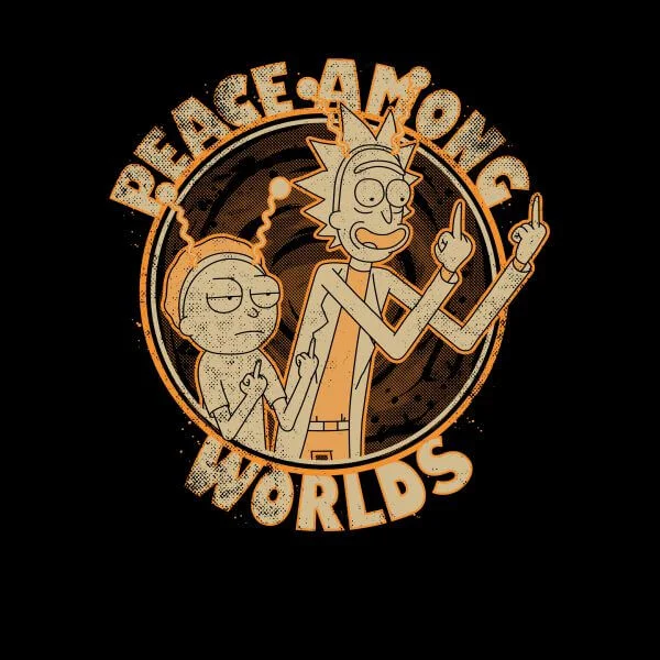 T-Shirt Femme Peace Among Worlds Rick et Morty - Noir