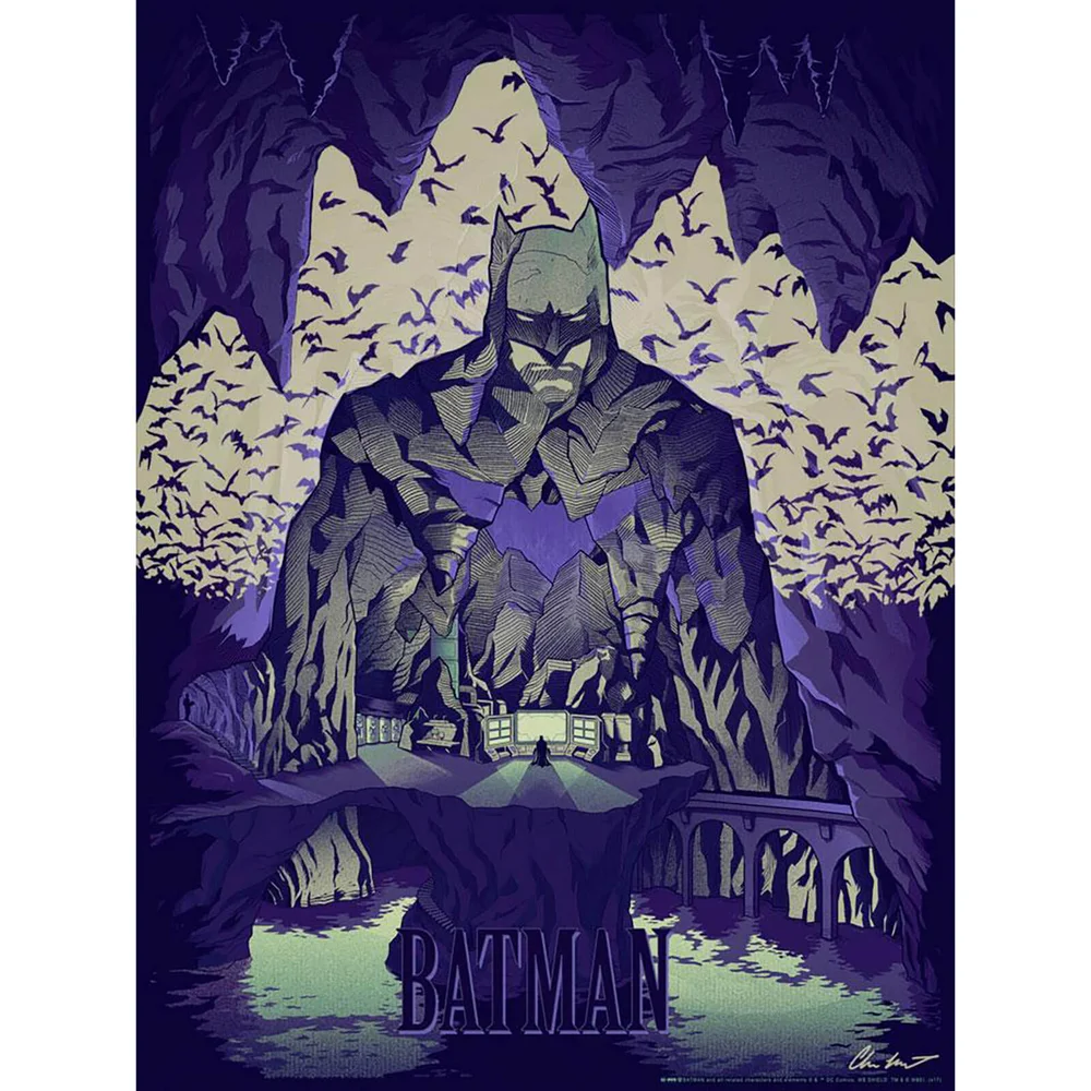Lithographie Phosphorescente DC Comics Batman "Batcave" par Chris Kawagiwa Image 1