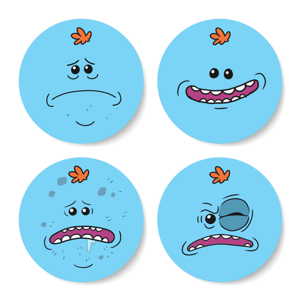 Rick and Morty Mr Meeseeks Face Coaster Set Image 1