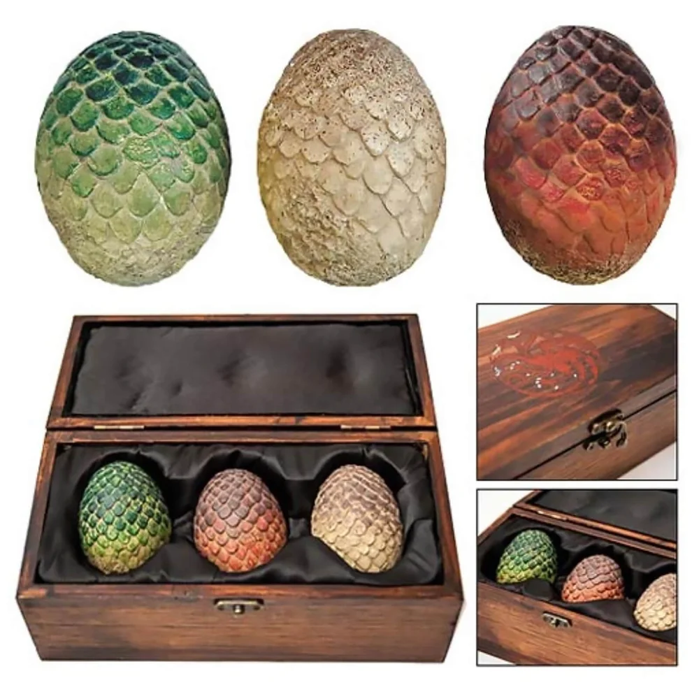 Artisan Designs Game of Thrones Dragon Egg Prop Replica Set in Wooden Box Image 1