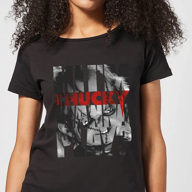 T-Shirt Femme Typographic Chucky - Noir