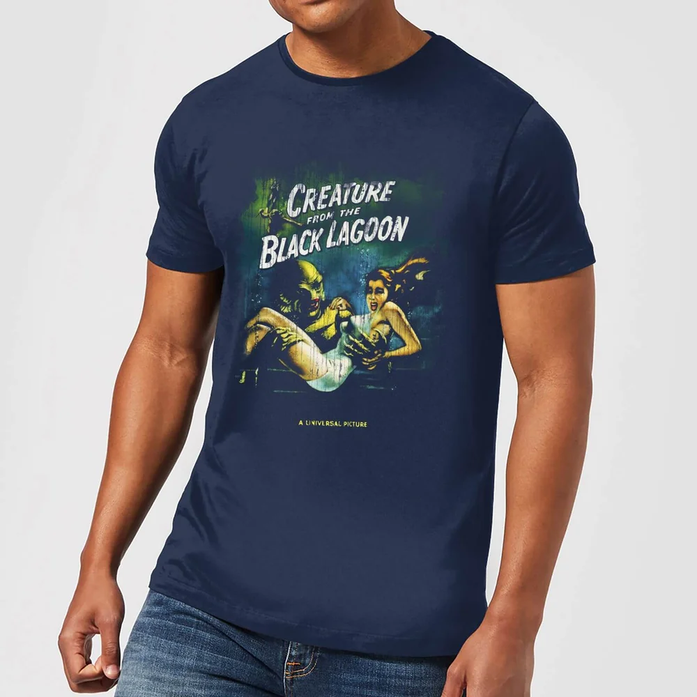 T-Shirt Homme L'Étrange Créature du lac noir Affiche Rétro - Universal Monsters - Bleu Marine - S Image 1