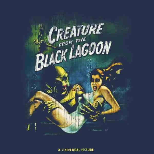 T-Shirt Homme L'Étrange Créature du lac noir Affiche Rétro - Universal Monsters - Bleu Marine