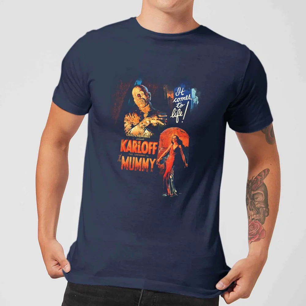 T-Shirt Homme La Momie Affiche Rétro - Universal Monsters - Bleu Marine - S Image 1