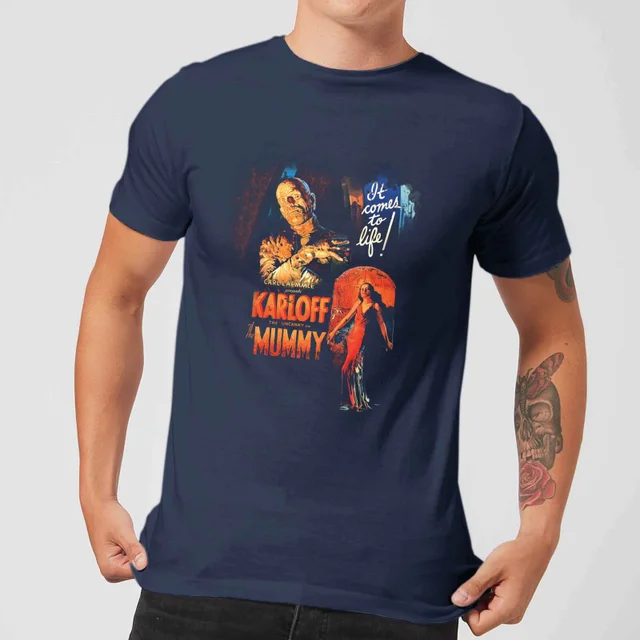 T-Shirt Homme La Momie Affiche Rétro - Universal Monsters - Bleu Marine