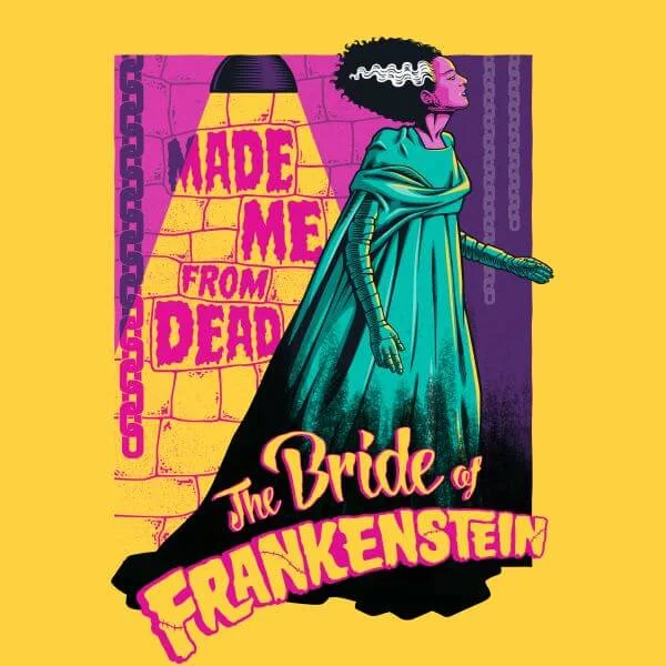 T-Shirt Femme Rétro La Fiancée de Frankenstein - Universal Monsters - Jaune