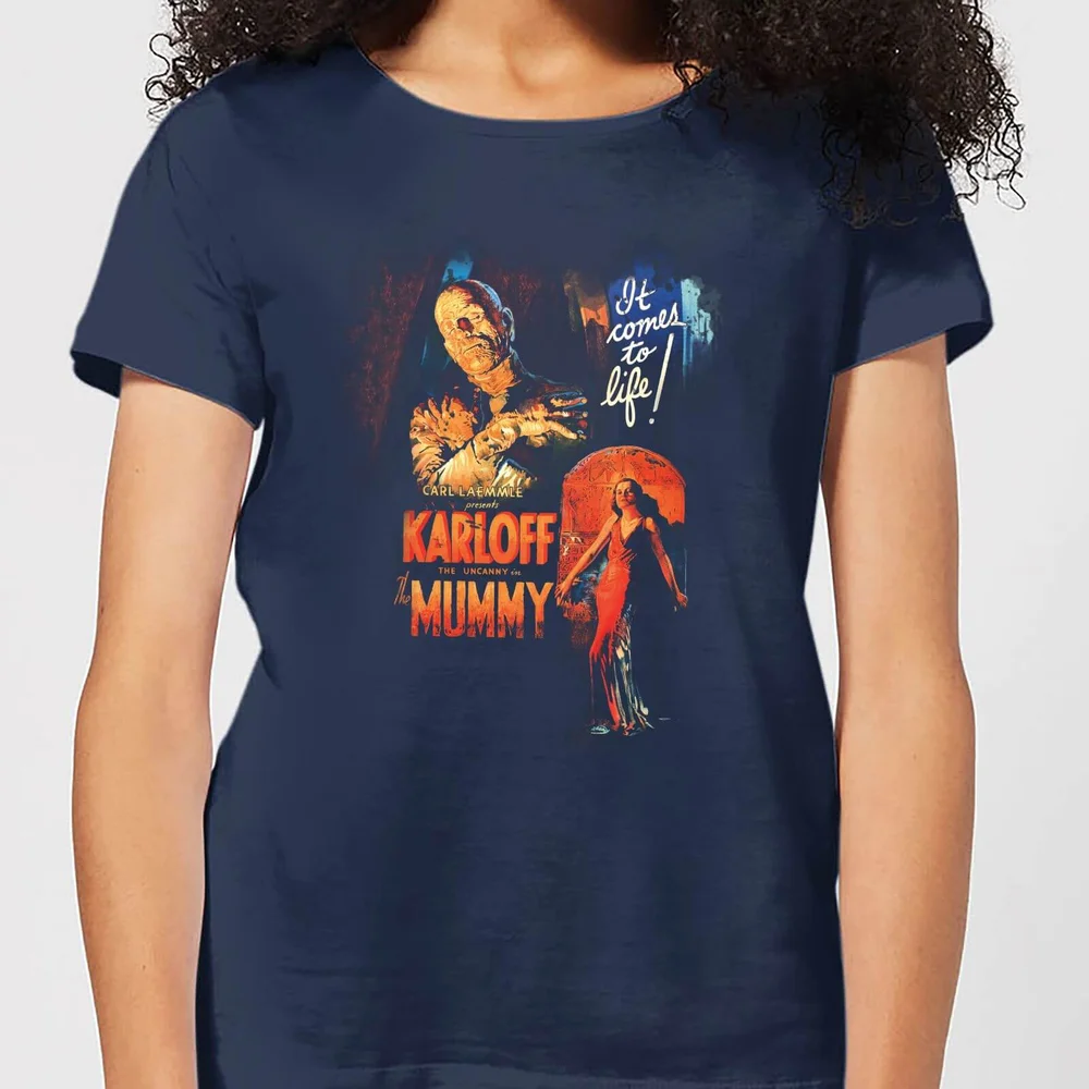 T-Shirt Femme La Momie Affiche Rétro - Universal Monsters - Bleu Marine - S Image 1