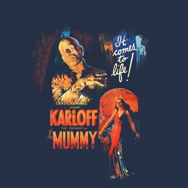 T-Shirt Femme La Momie Affiche Rétro - Universal Monsters - Bleu Marine