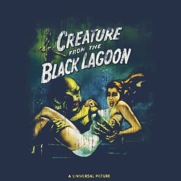 T-Shirt Femme L'Étrange Créature du lac noir Affiche Rétro - Universal Monsters - Bleu Marine