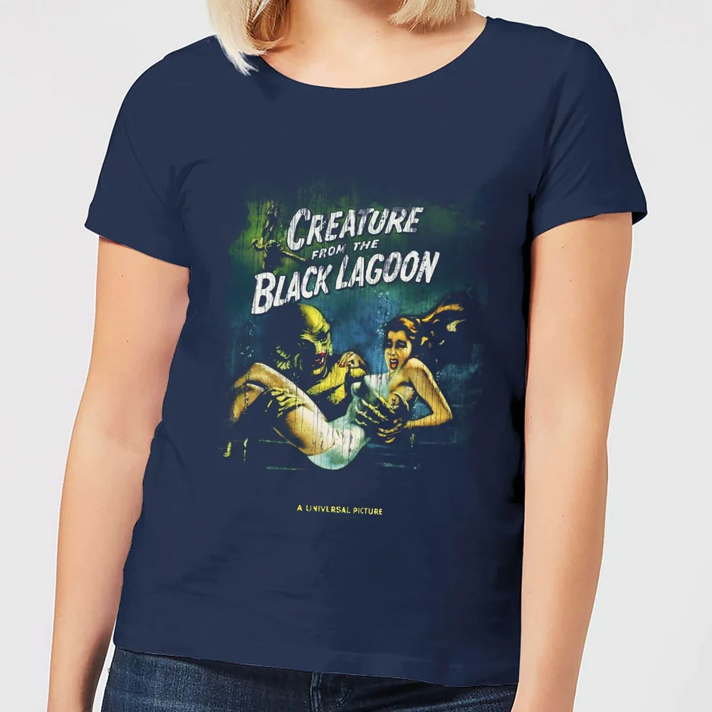 T-Shirt Femme L'Étrange Créature du lac noir Affiche Rétro - Universal Monsters - Bleu Marine - S Image 1