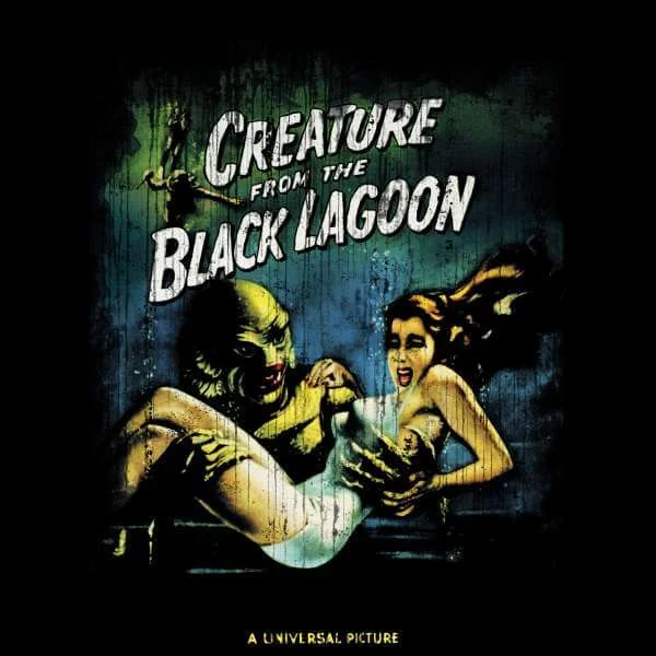 Sweat Homme L'Étrange Créature du lac noir Affiche Rétro - Universal Monsters - Noir