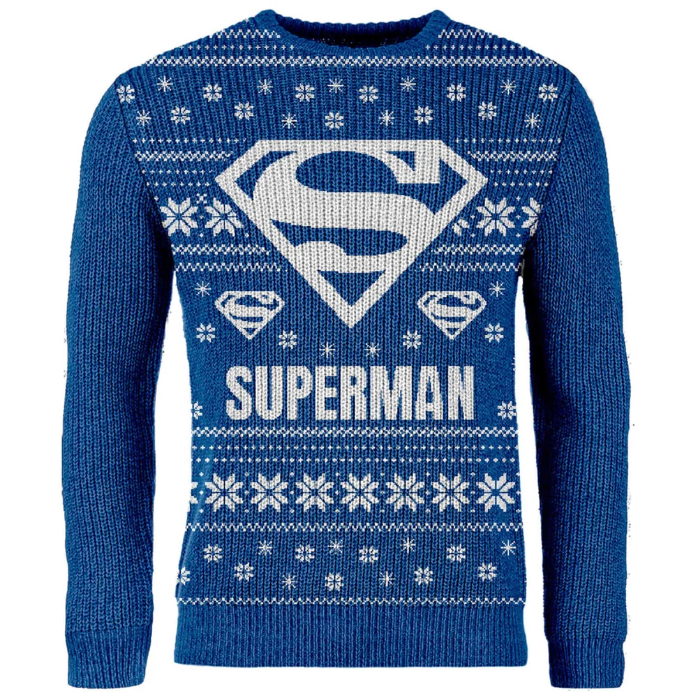 Pull de Noël Brodé Superman DC Comics Zavvi Exclusif - Bleu - S Image 1