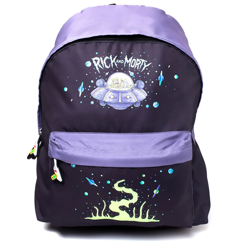 Rick and Morty Placement Printed Backpack - Black Image 1