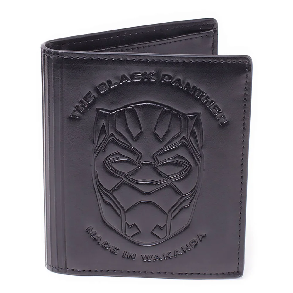 Marvel Black Panther Men's Debossed Leather Trifold Wallet - Grey Image 1