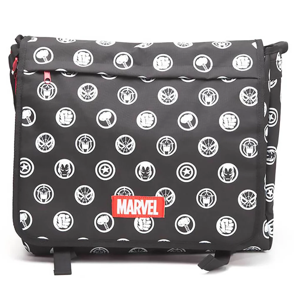Marvel Comics Men's All Over Hero Crests Messenger Bag - Black Image 1