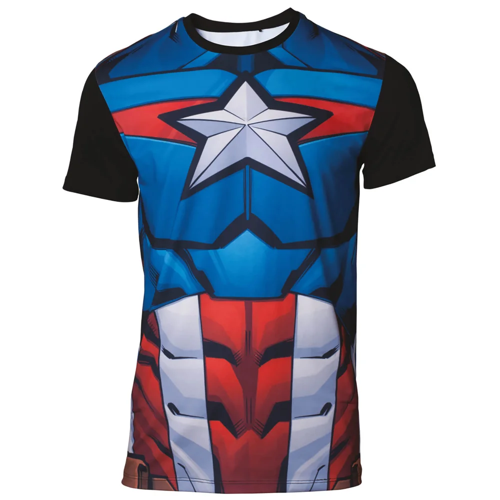 Marvel Captain America Men's Sublimated T-Shirt - Black - S Image 1