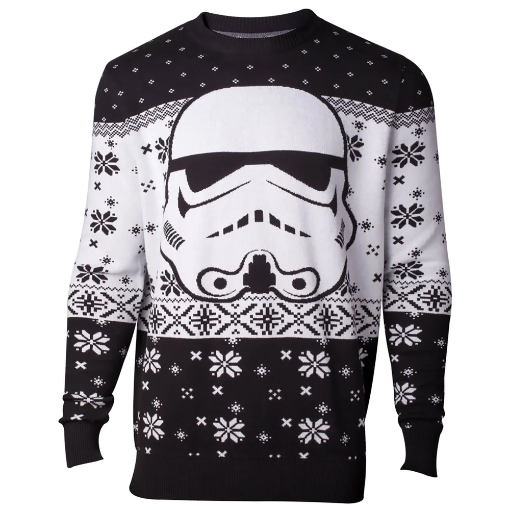 Star Wars Stormtrooper Head Christmas Knitted Jumper - Black - S Image 1