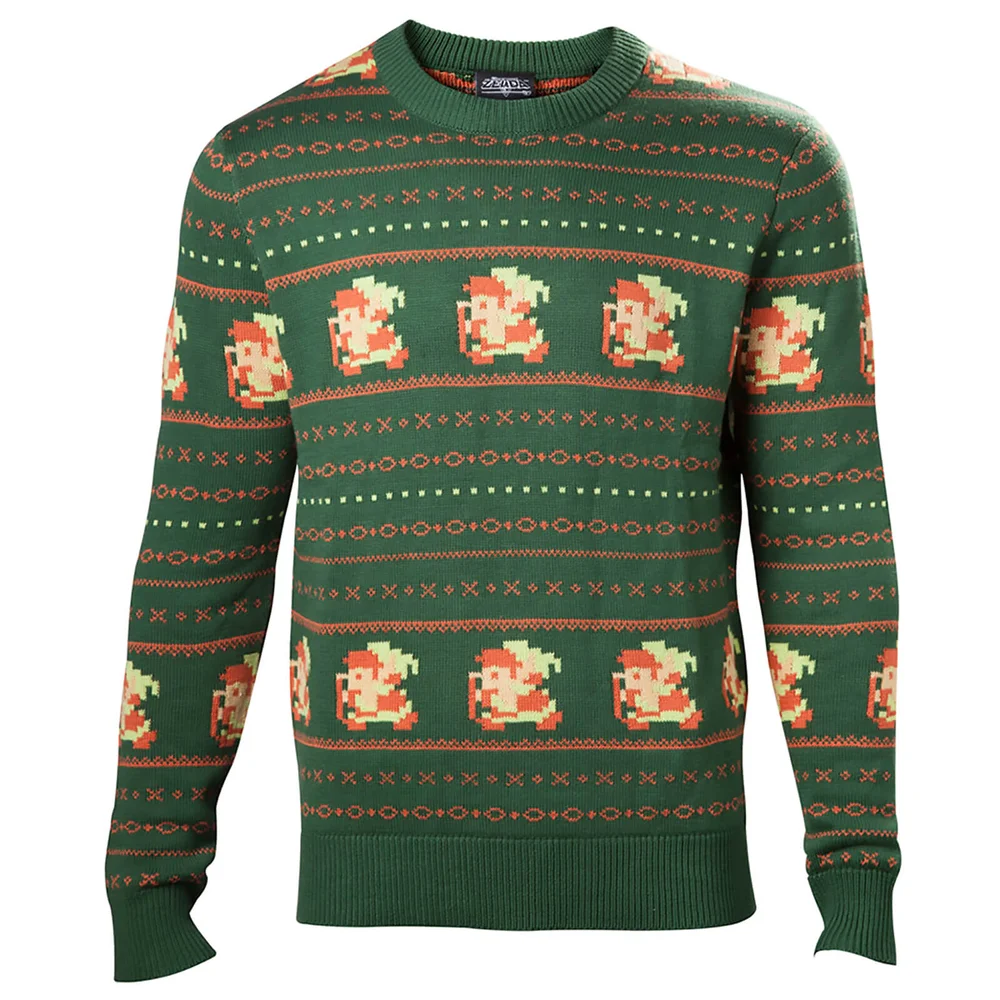 Nintendo The Legend of Zelda Fairisle Christmas Knitted Jumper - Green - S - Vert Citron Image 1