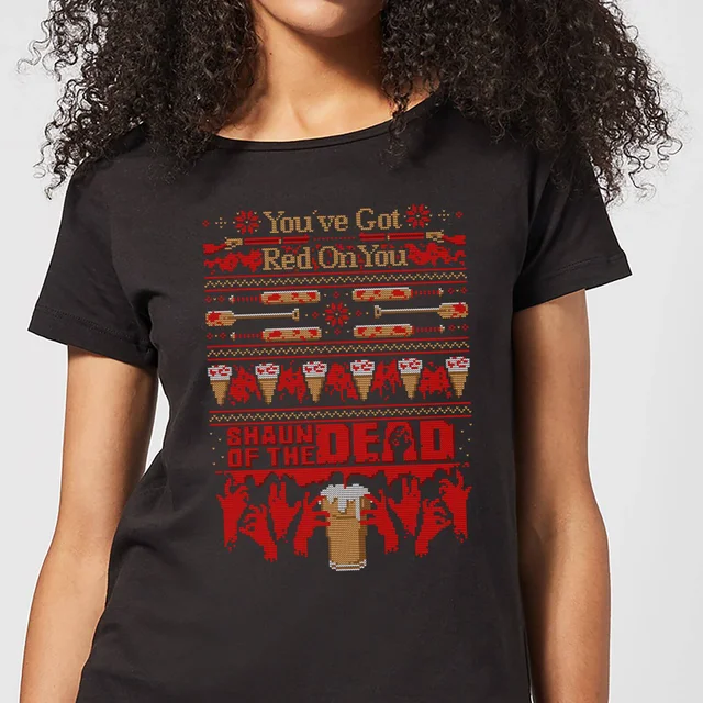 T-Shirt de Noël Femme You've Got Red On You Shaun Of The Dead - Noir