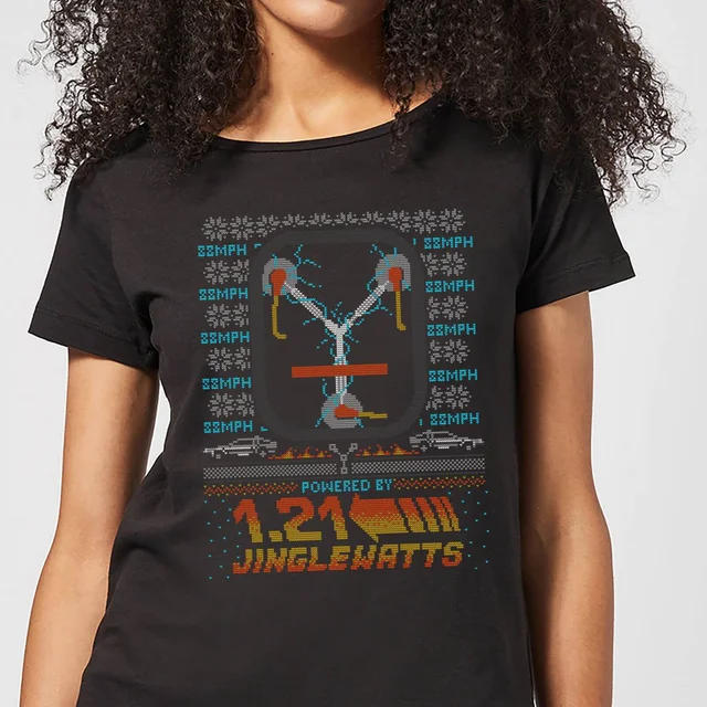 T-Shirt de Noël Femme 1.21 Jinglewatts Retour Vers le Futur - Noir
