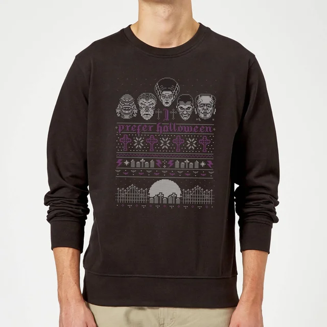 Universal Monsters I Prefer Halloween Pull de Noël - Noir
