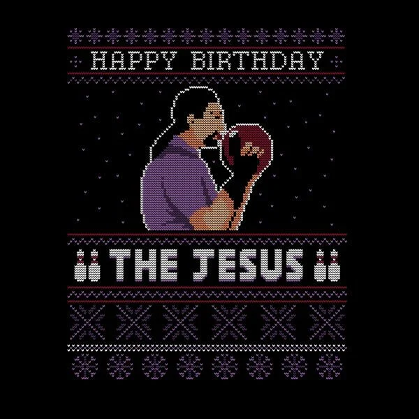 T-Shirt de Noël Femme The Big Lebowski Happy Birthday The Jesus - Noir