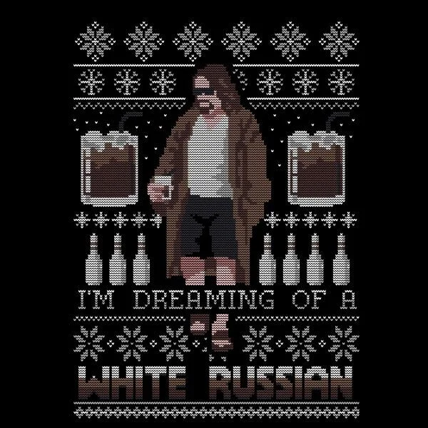 T-Shirt de Noël Femme The Big Lebowski Im Dreaming Of A White Russian - Noir