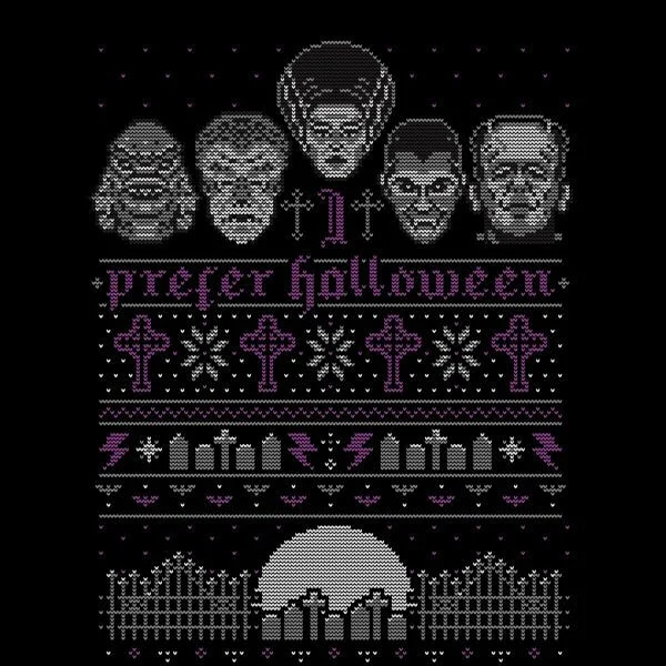T-Shirt de Noël Femme Universal Monsters I Prefer Halloween - Noir