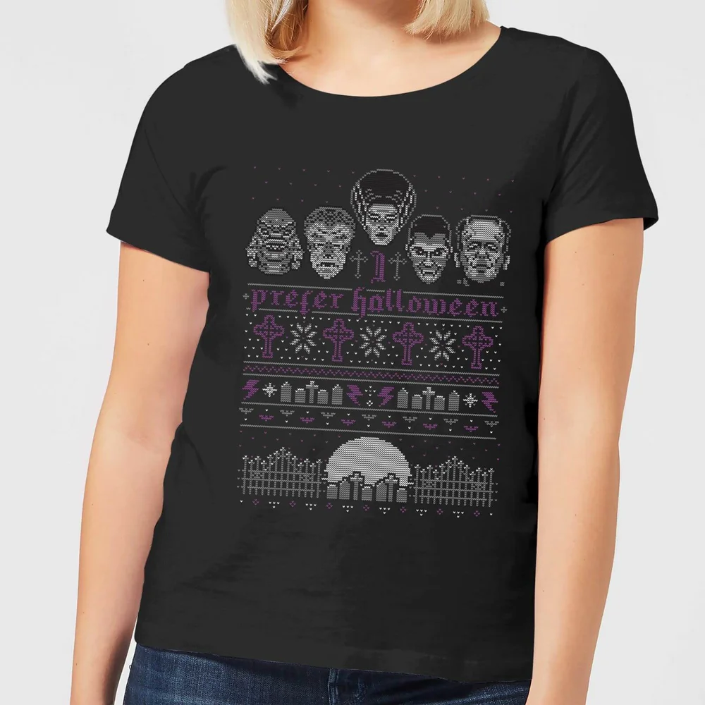 T-Shirt de Noël Femme Universal Monsters I Prefer Halloween - Noir - S Image 1
