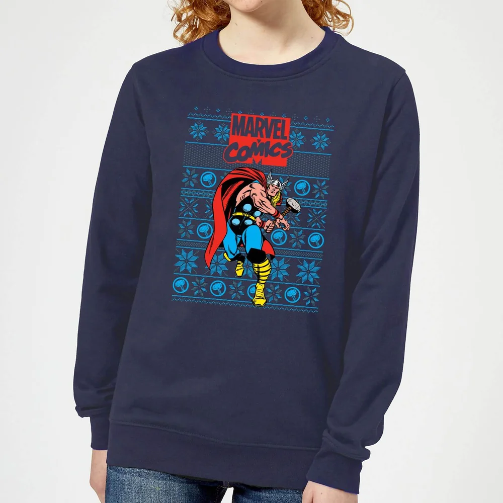 Marvel Avengers Thor Pull de Noël Femme - Bleu Marine - XS Image 1