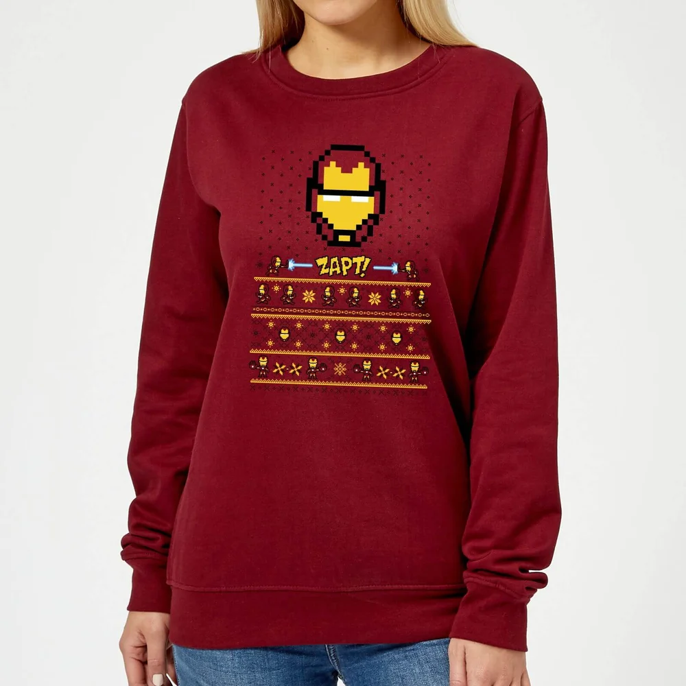 Marvel Avengers Iron Man Pixel Art Pull de Noël Femme - Bordeaux - XS Image 1