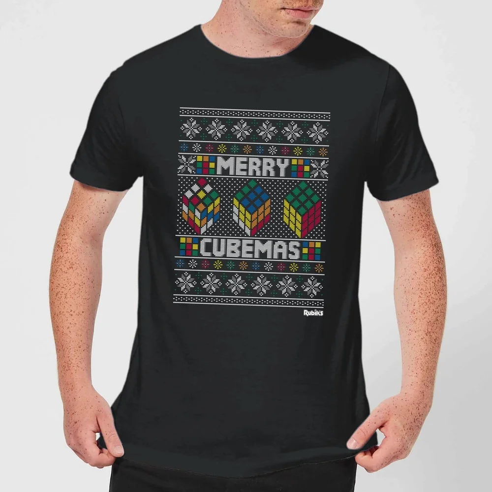 T-Shirt de Noël Homme Rubiks Merry Cubemas - Noir - 5XL Image 1