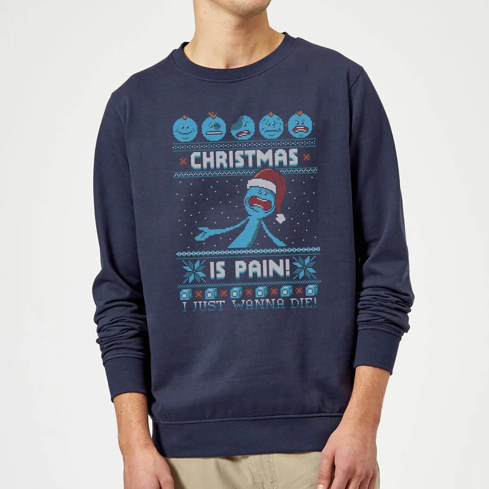 Rick and Morty Mr Meeseeks Pain Pull de Noël - Bleu Marine - S Image 1