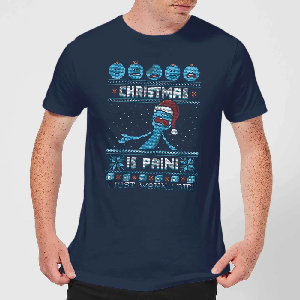 T-Shirt de Noël Homme Rick et Morty - Mr Meeseeks Pain - Bleu Marine - S Image 1