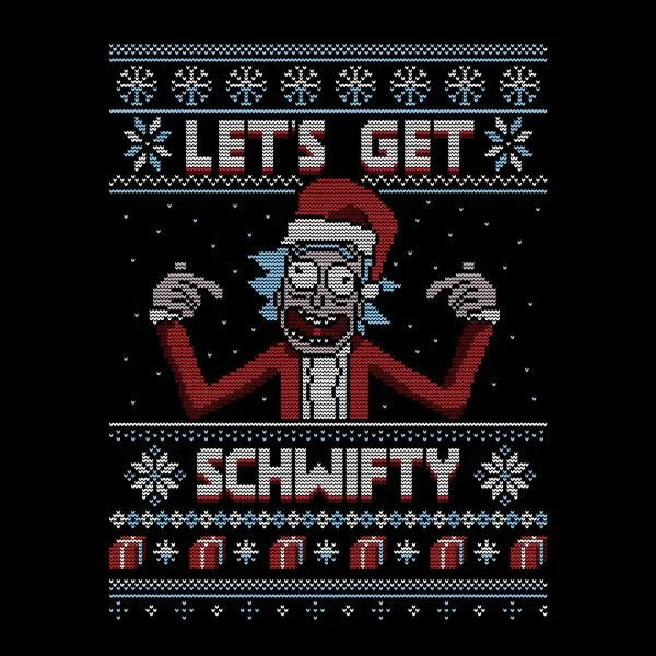 T-Shirt de Noël Homme Rick et Morty - Let's Get Schwifty - Noir