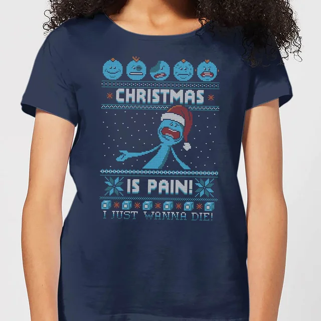 T-Shirt de Noël Homme Rick et Morty - Mr Meeseeks Pain - Bleu Marine