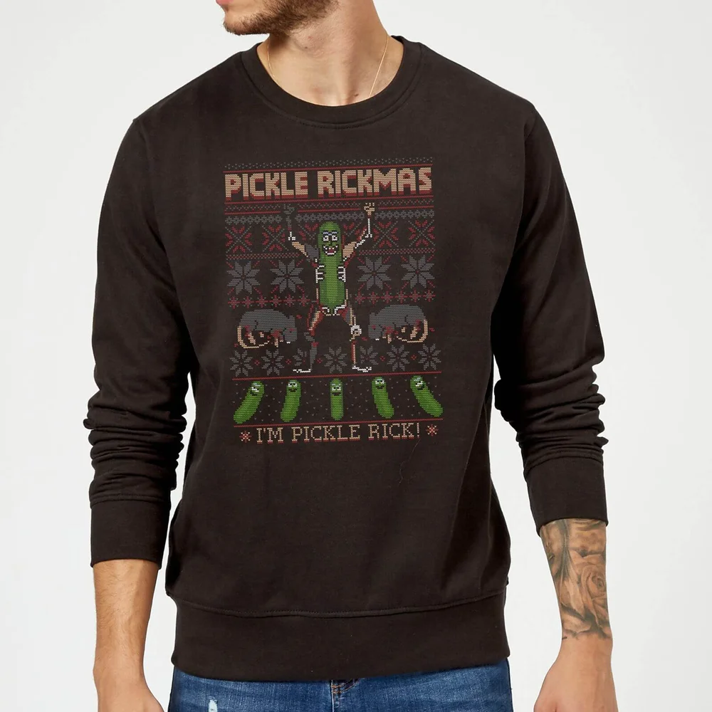 Rick and Morty Pickle Rick Pull de Noël - Noir - S Image 1