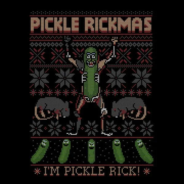 Rick and Morty Pickle Rick Women's Christmas T-Shirt - Black