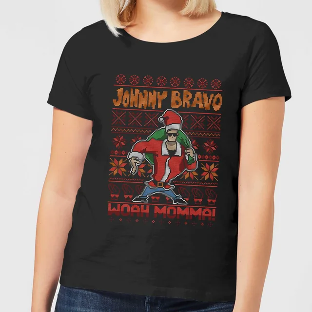 T-Shirt de Noël Homme Johnny Bravo Johnny Bravo Motifs Festifs - Noir