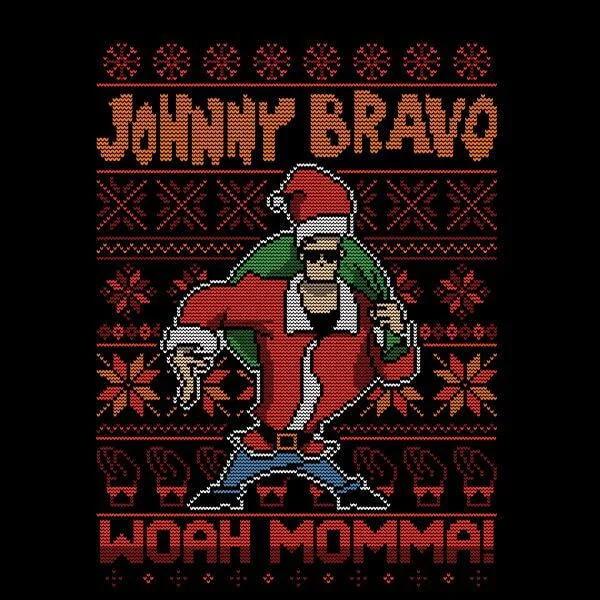 T-Shirt de Noël Homme Johnny Bravo Johnny Bravo Motifs Festifs - Noir