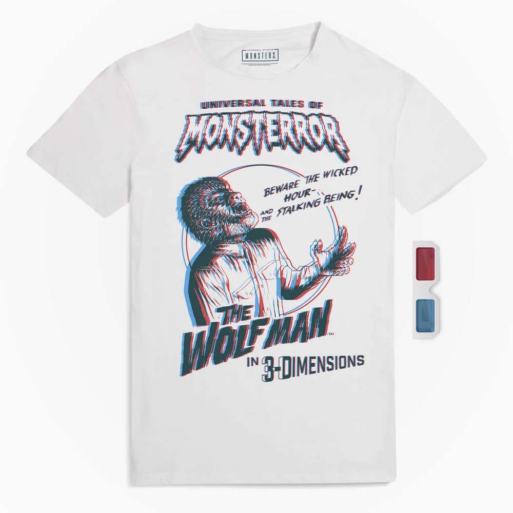 T-Shirt 3D Homme Universal Monsters Universal Tales Of Monsterror Wolfman - Blanc - S - Blanc Image 1