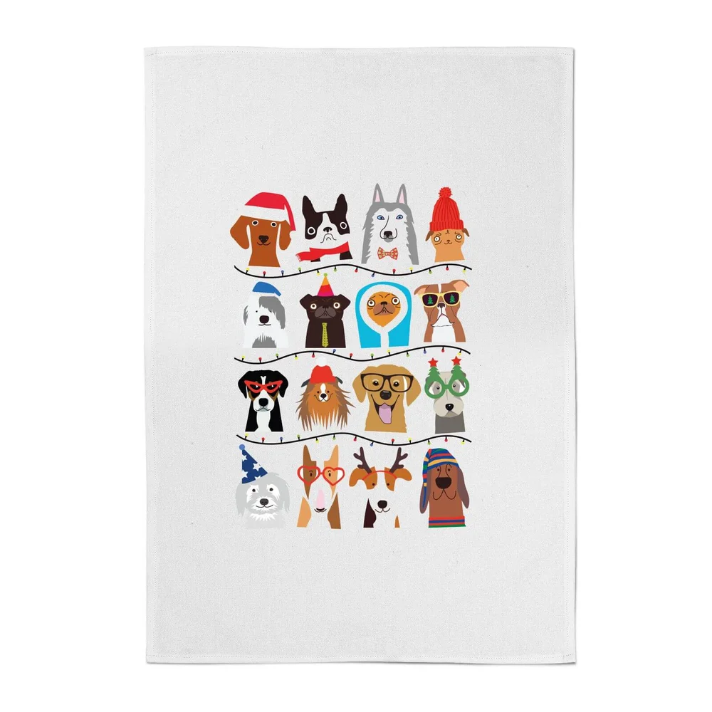 Dog Christmas Cotton Tea Towel Image 1