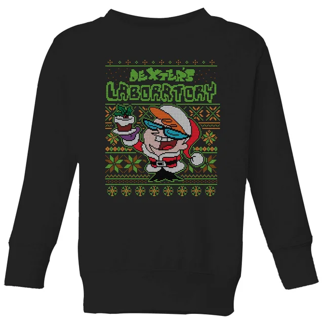 Dexter's Lab Pattern Pull de Noël pour enfants - Noir