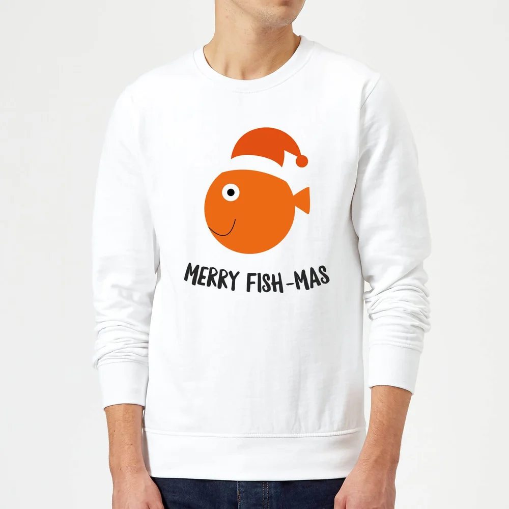 Pull de Noël Homme Merry Fish - Blanc - S Image 1