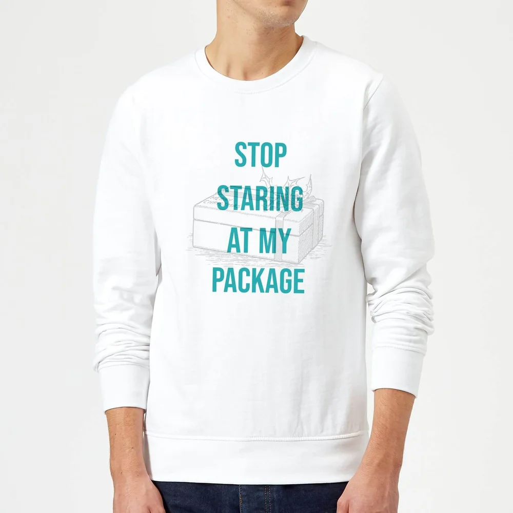 Pull de Noël Homme Stop Staring At My Package - Blanc - S - Blanc Image 1